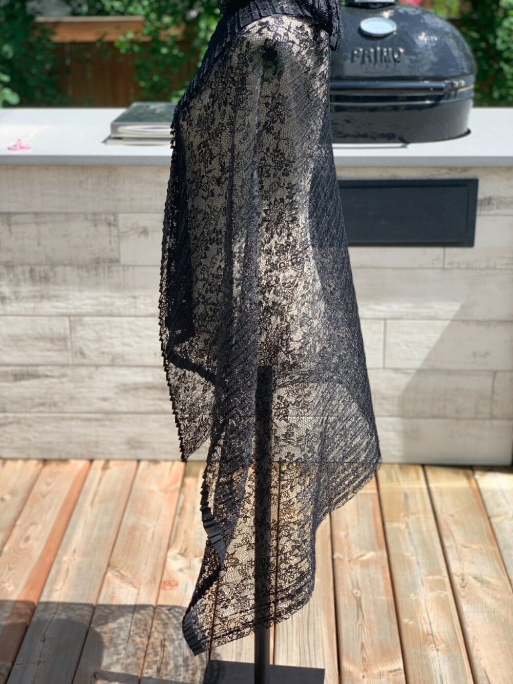 Vintage Lace Wrap Shawl Black Handmade Evening Boho Retro Cover Up 90s Y2K Scarf - Picture 5 of 11